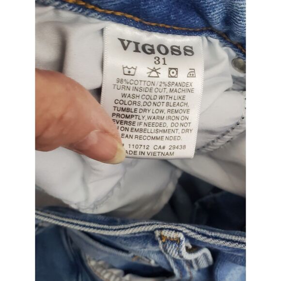 VGOSS Button Fly Ankle Skinny Jeans with Unfinished Hem Size 31 Inseam 27 - Picture 3 of 5